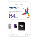 MICRO SD 64GB ADATA CLASE 10 CON ADAPTADOR MORADA
