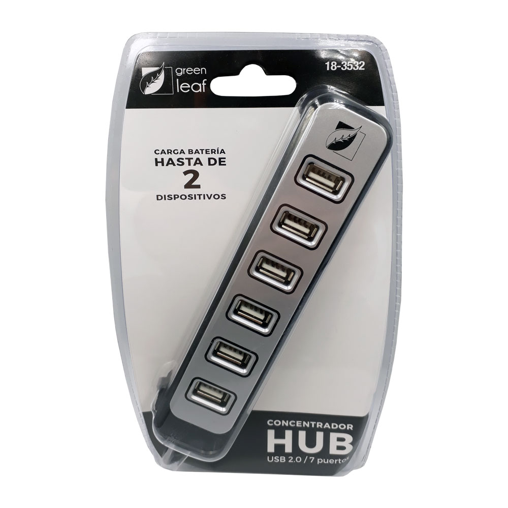 CARGADOR HUB 7 PTOS USB 2.0 CON SWITCH 18-3532