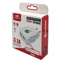 CARGADOR DE PARED V8 CON 2 USB  3.1A