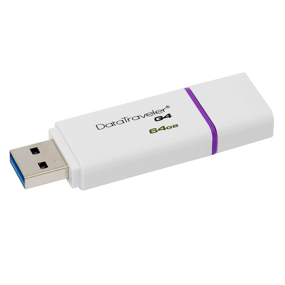 USB 64GB KINGSTON  DTIG4 3.0 G4 BLACO CON MORADO
