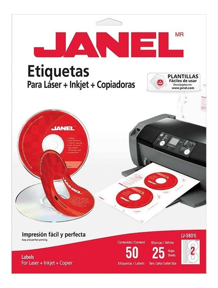 ETIQUETAS ADHESIVAS CD LASER JANEL 50 PZ